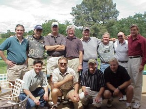 Golf at Canyon Oaks:  Front:  Grant Codiga, Ben Strand, Neal Grove, Clayton Riddle.  Back:  Randy Mora, Dan Ostrander, Mike Sherk, Joe Belden, Tim Riddle, Jack Dufour, Dale Cooper, Mike Strand